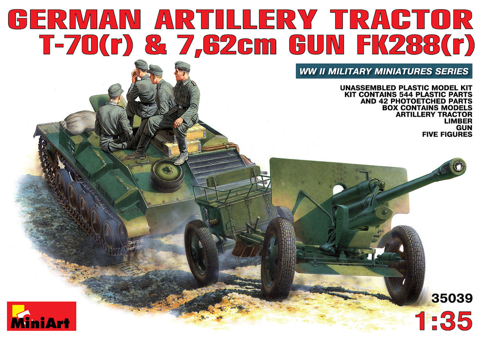 MiniArt 35039 1/35 German Artillery Tractor T-70(r) with 7,62cm FK288(r) Gun and Crew Model Kit