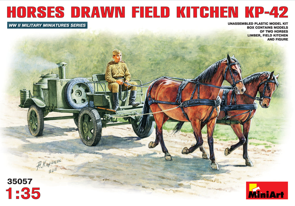 MiniArt 35057 1/35 Horses Drawn Field Kitchen KP-42 with Figure Model Kit