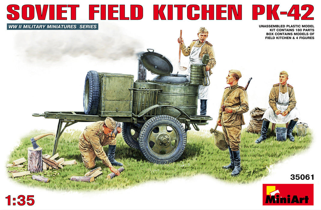 MiniArt 35061 1/35 Soviet Field Kitchen KP-42 with Figures Model Kit