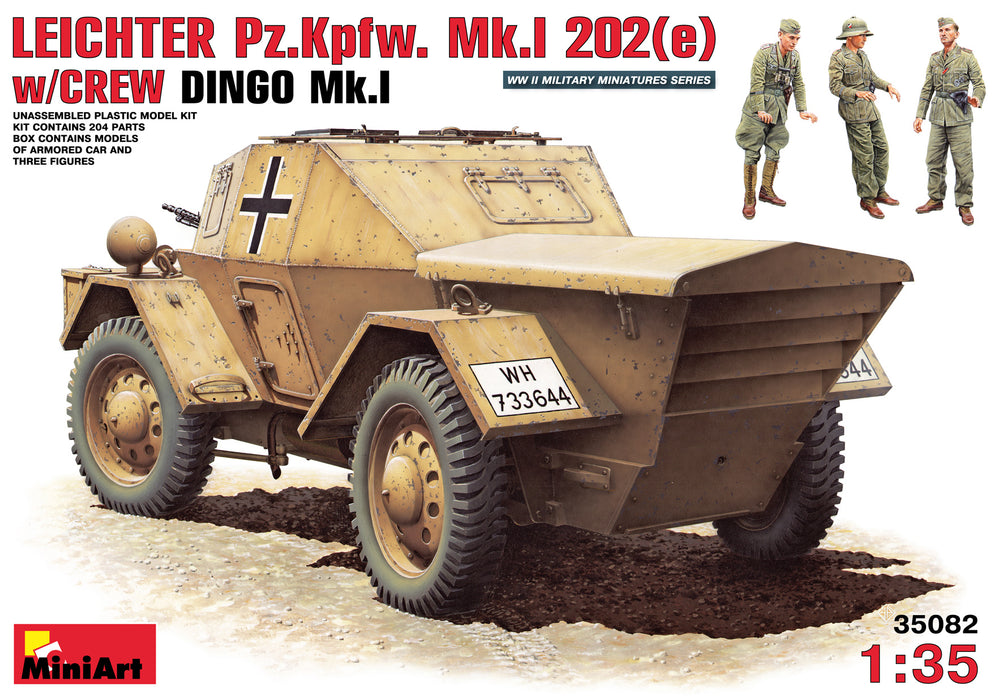 MiniArt 35082 1/35 Leichter Pz.Kpfw. Mk.I 202(e) "Dingo Mk.I" Armoured Car with Figures Model Kit