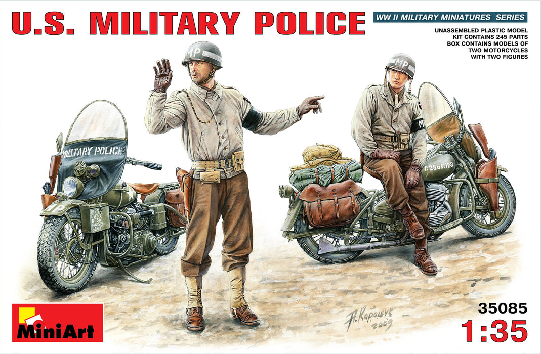 MiniArt 35085 1/35 2 U.S. MP Figures and 2 Motorcycles Model Kit