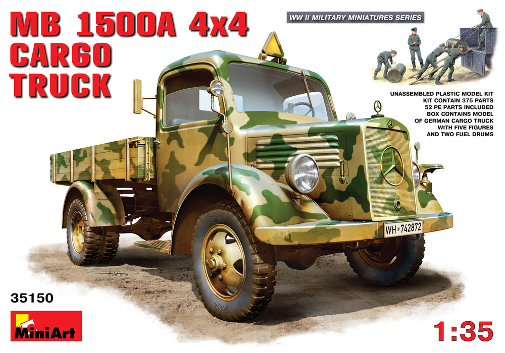 MiniArt 35150 1/35 MB L1500A 4x4 Cargo Truck with Figures Model Kit
