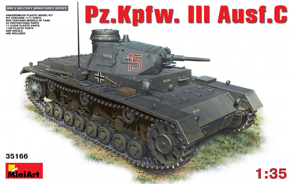 MiniArt 35166 1/35 German Pz.Kpfw. III Ausf. C Tank Model Kit