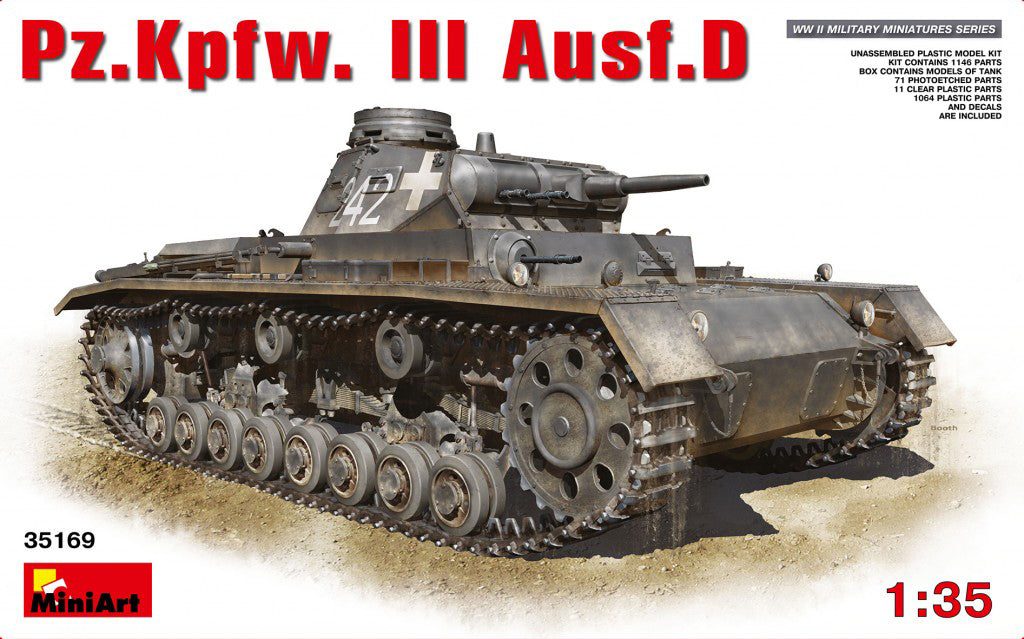 MiniArt 35169 1/35 German Pz.Kpfw. III Ausf.D Tank Model Kit