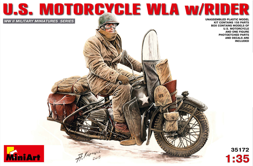 MiniArt 35172 1/35 U.S. Motorcycle WLA with Rider Figure Model Kit