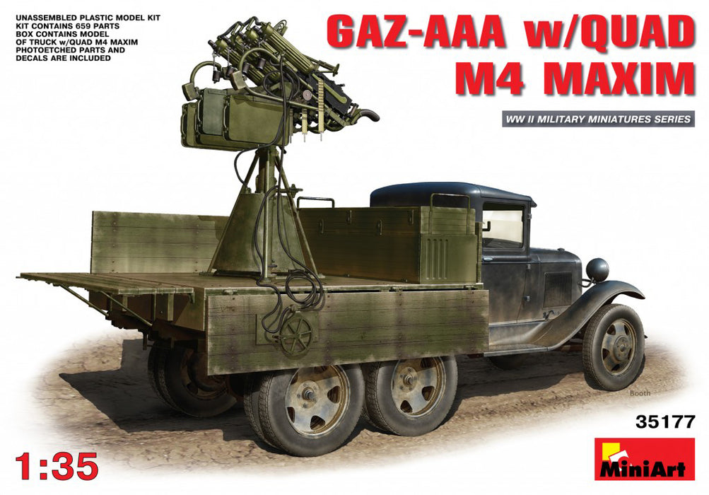 MiniArt 35177 1/35 GAZ-AAA Cargo Truck with Quad M4 Maxim Model Kit