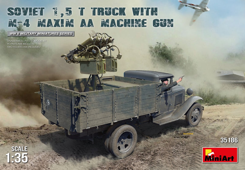 MiniArt 35186 1/35 Soviet 1.5 Ton Cargo Truck with M-4 Maxim AA Machine Gun Model Kit