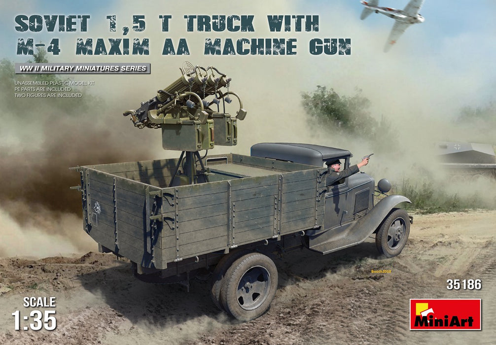MiniArt 35186 1/35 Soviet 1.5 Ton Cargo Truck with M-4 Maxim AA Machine Gun Model Kit