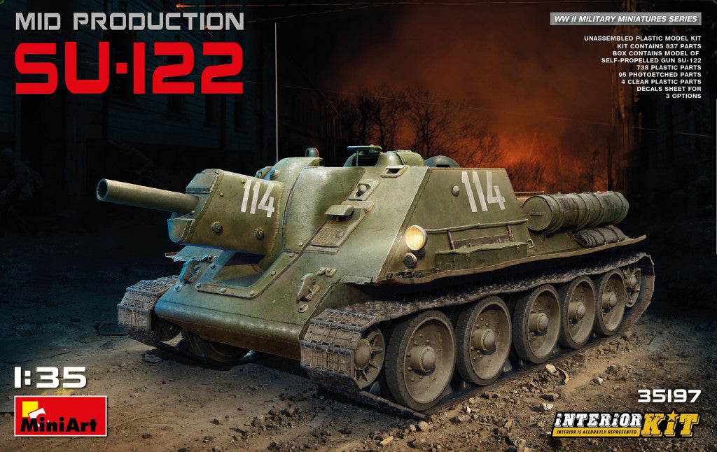 MiniArt 35197 1/35 SU-122 Mid Production with Interior Model Tank Kit