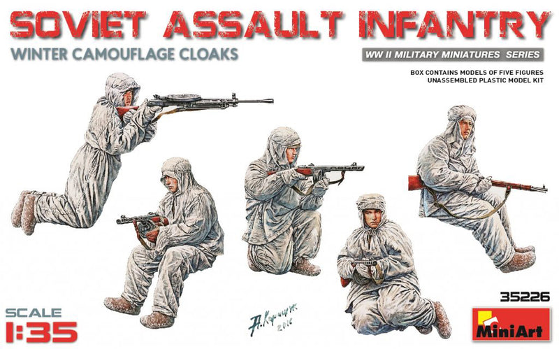 MiniArt 35226 1/35 WWII Soviet Assault Infantry (Winter Camo Cloaks) Figures Model Kit