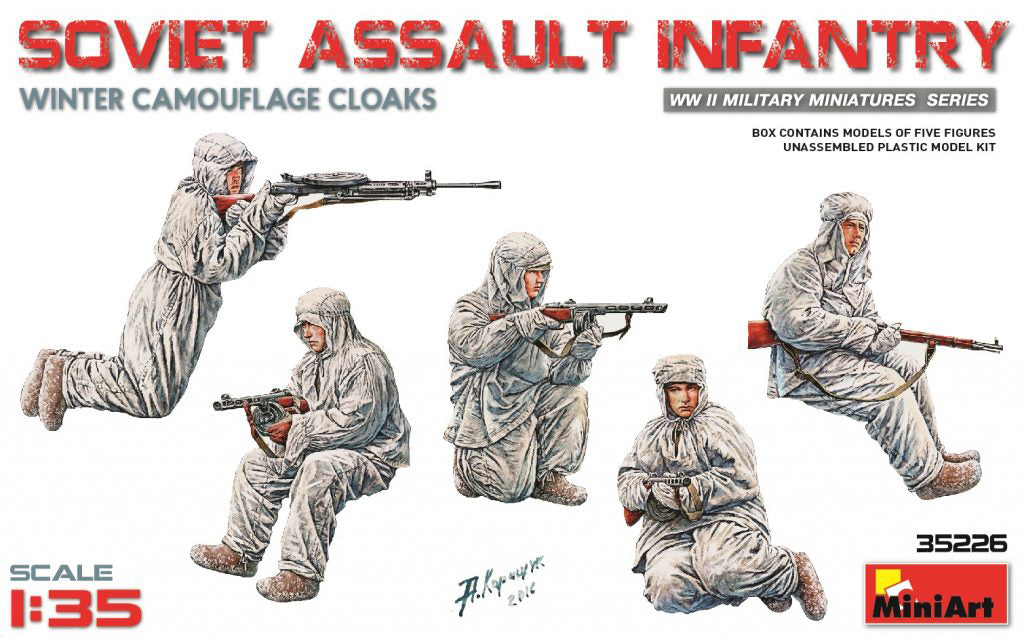 MiniArt 35226 1/35 WWII Soviet Assault Infantry (Winter Camo Cloaks) Figures Model Kit