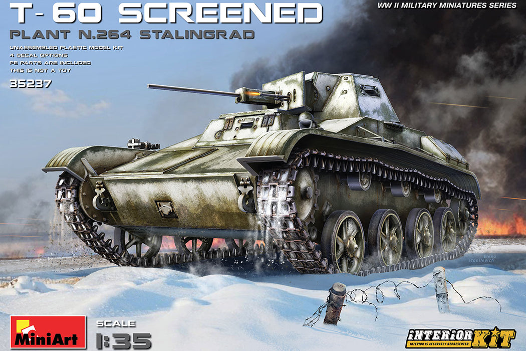 MiniArt 35237 1/35 T-60 Tank Screened (Plant 264 Stalingrad) with Interior Model Kit