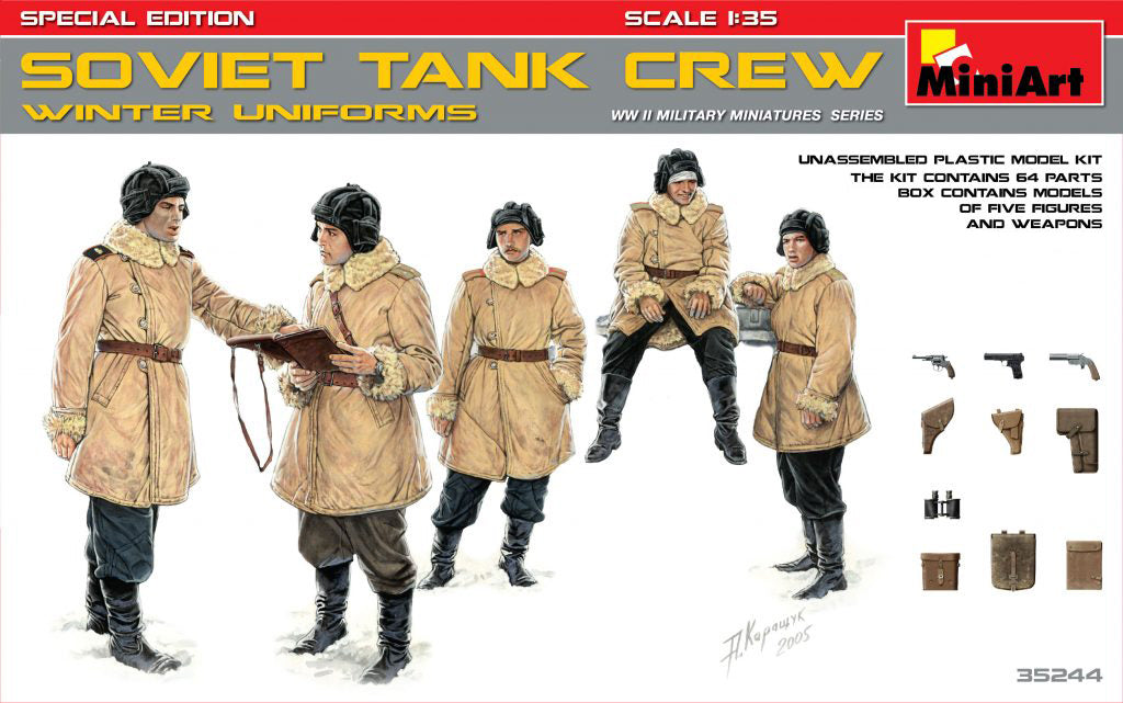 MiniArt 35244 1/35 WWII Soviet Tank Crew (Winter Uniforms) Figures Model Kit