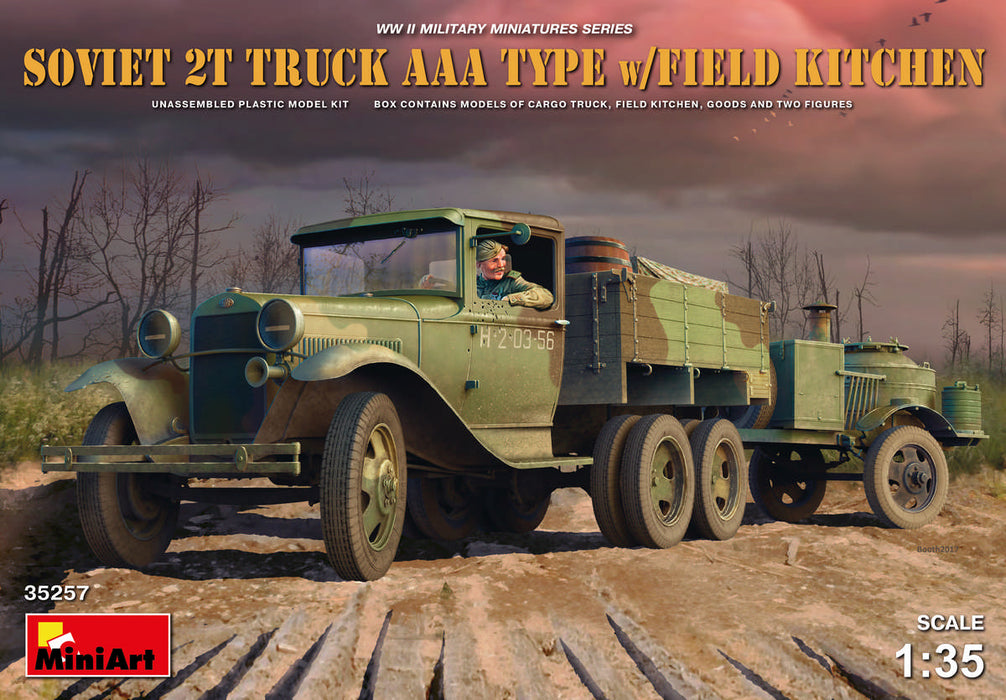 MiniArt 35257 1/35 WWII Soviet 2T AAA Truck with Field Kitchen Model Kit