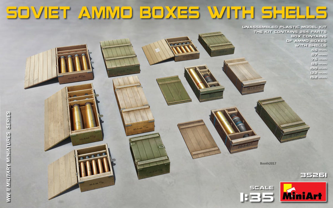 MiniArt 35261 1/35 Soviet Ammo Boxes with Shells Set Model Kit