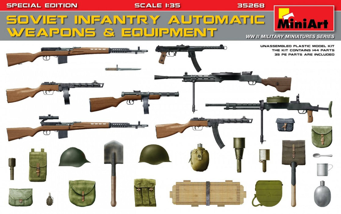 MiniArt 35268 1/35 Soviet Infantry Automatic Weapons and Equipment (Special Edition) Model Kit