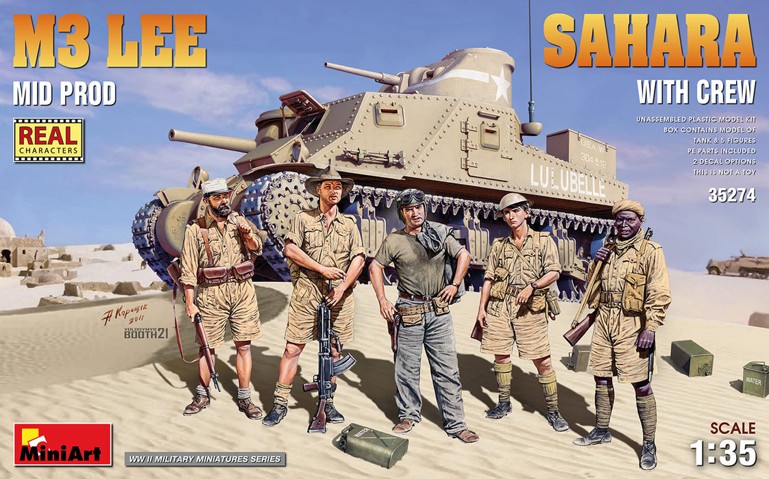 MiniArt 35274 1/35 M3 Lee Mid Prod. Sahara Tank and Crew Model Kit