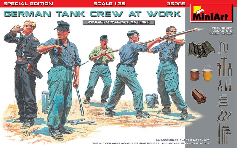 MiniArt 35285 1/35 German Tank Crew at Work (Special Edition) Figures Model Kit