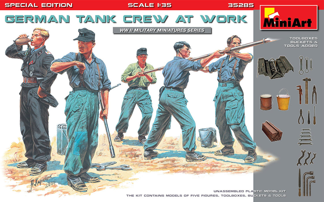 MiniArt 35285 1/35 German Tank Crew at Work (Special Edition) Figures Model Kit