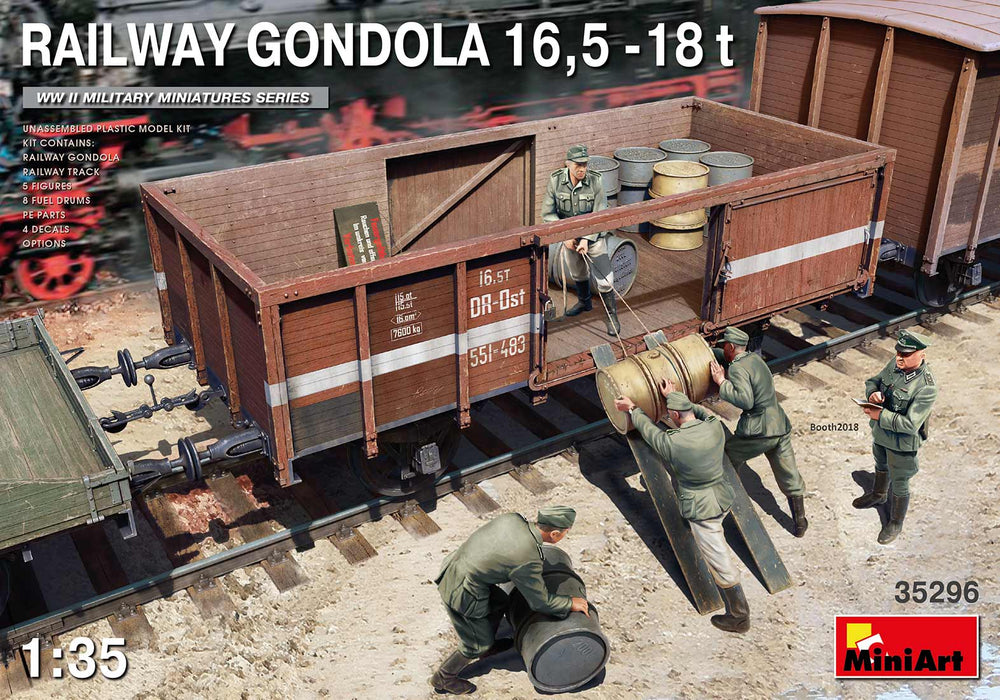 MiniArt 35296 1/35 WWII Railway Gondola 16.5 18ton Plastic Model Kit