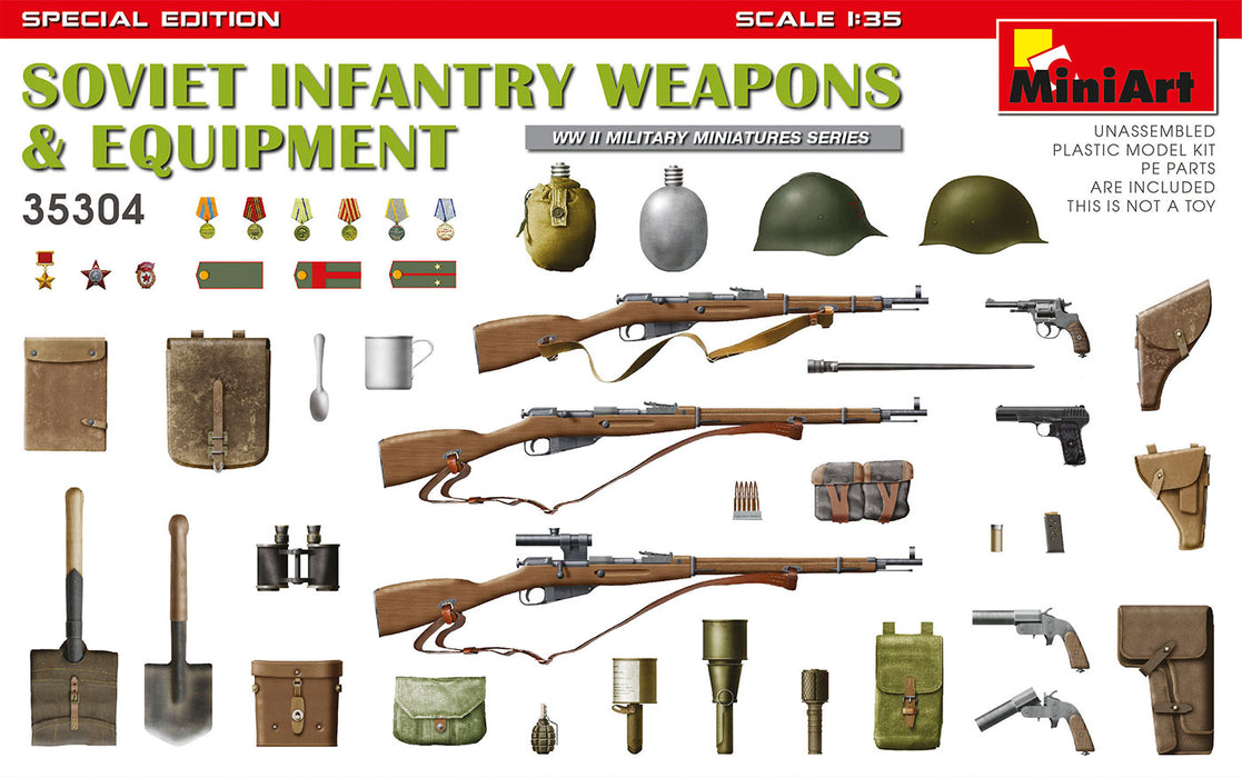MiniArt 35304 1/35 WWII Soviet Infantry Weapons and Equipment (Special Edition) Model Kit