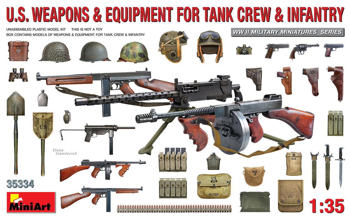 MiniArt 35334 1/35 WWII U.S. Weapons & Equipment for Tank Crew and Infantry Model Kit