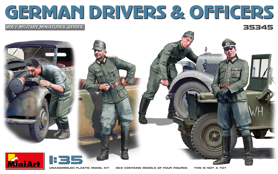 MiniArt 35345 1/35 WWII German Drivers and Officers 4 Piece Figures Model Kit