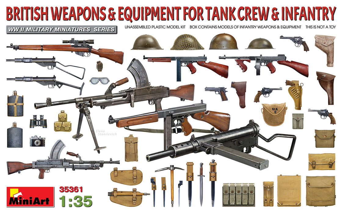 MiniArt 35361 1/35 WWII British Weapons & Equipment for Tank Crew and Infantry Model Kit