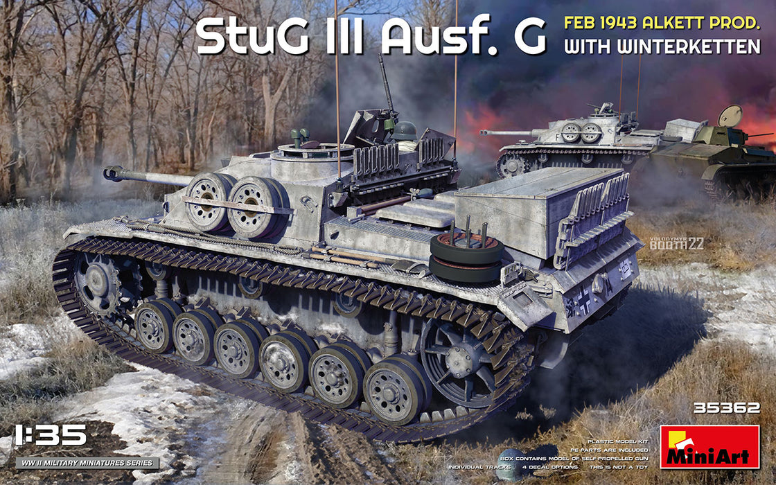 MiniArt 35362 1/35 German StuG III Ausf.G Feb. 1943 Alkett Prod with Winterketten Model Tank Kit
