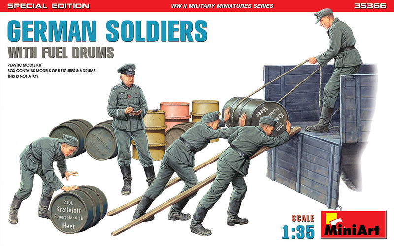 MiniArt 35366 1/35 German Soldiers with Fuel Drums Figures Model Kit