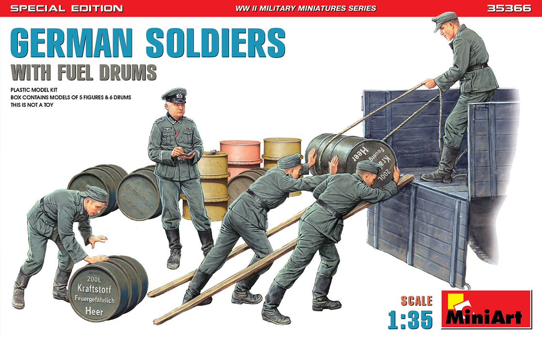 MiniArt 35366 1/35 German Soldiers with Fuel Drums Figures Model Kit