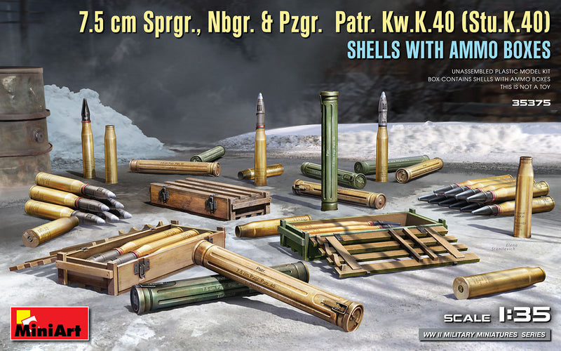 MiniArt 35375 1/35 7.5cm SPRGR Shells with Ammo Boxes Model Kit