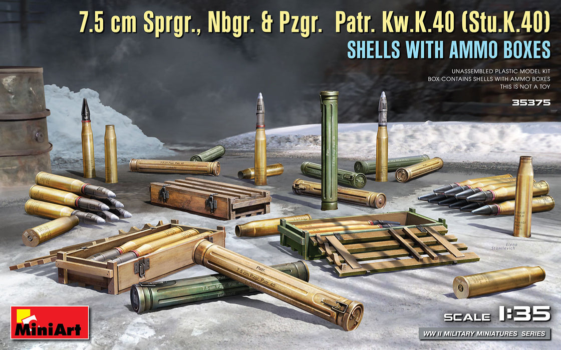 MiniArt 35375 1/35 7.5cm SPRGR Shells with Ammo Boxes Model Kit