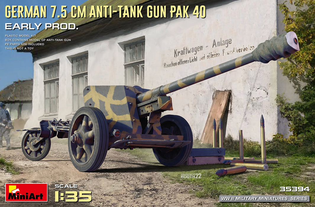 MiniArt 35394 1/35 German 7.5cm Anti-Tank Gun Pak 40 Early Mod. Model Kit