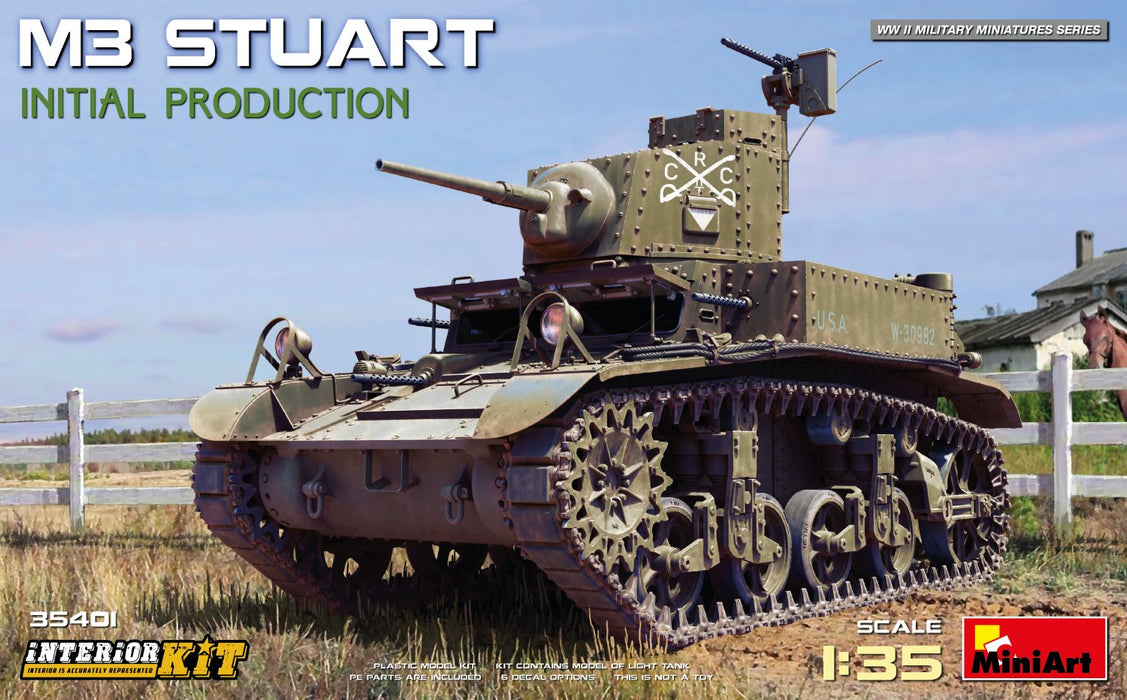 MiniArt 35401 1/35 WWII M3 Stuart Tank Initial Prod. with Interior Model Kit