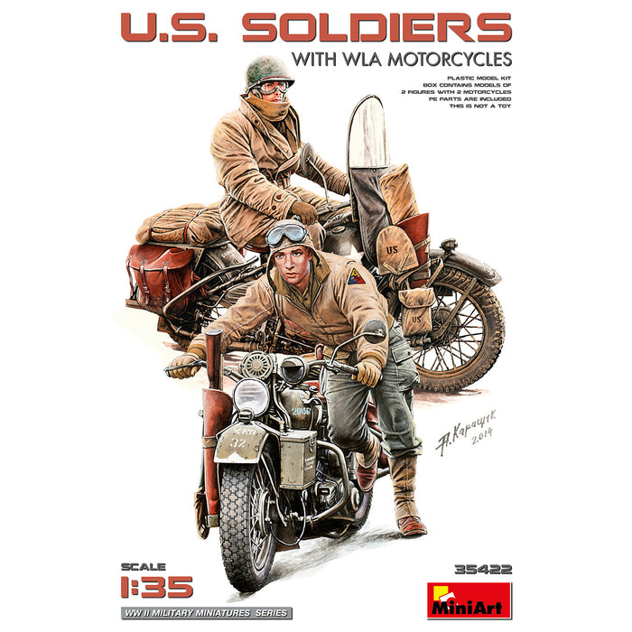 MiniArt 35422 1/35 US Soldiers with WLA Motorcycles Model Kit