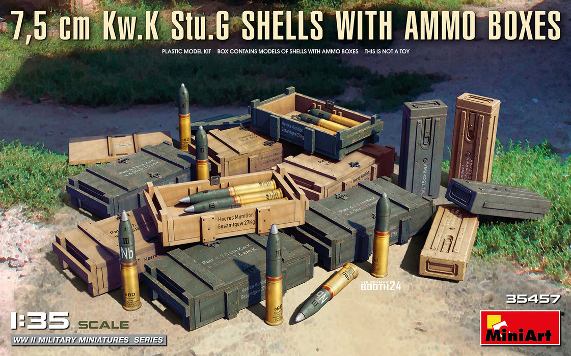 MiniArt 35457 1/35 7,5 cm Kw.K Stu.G Shells With Ammo Boxes Model Kit