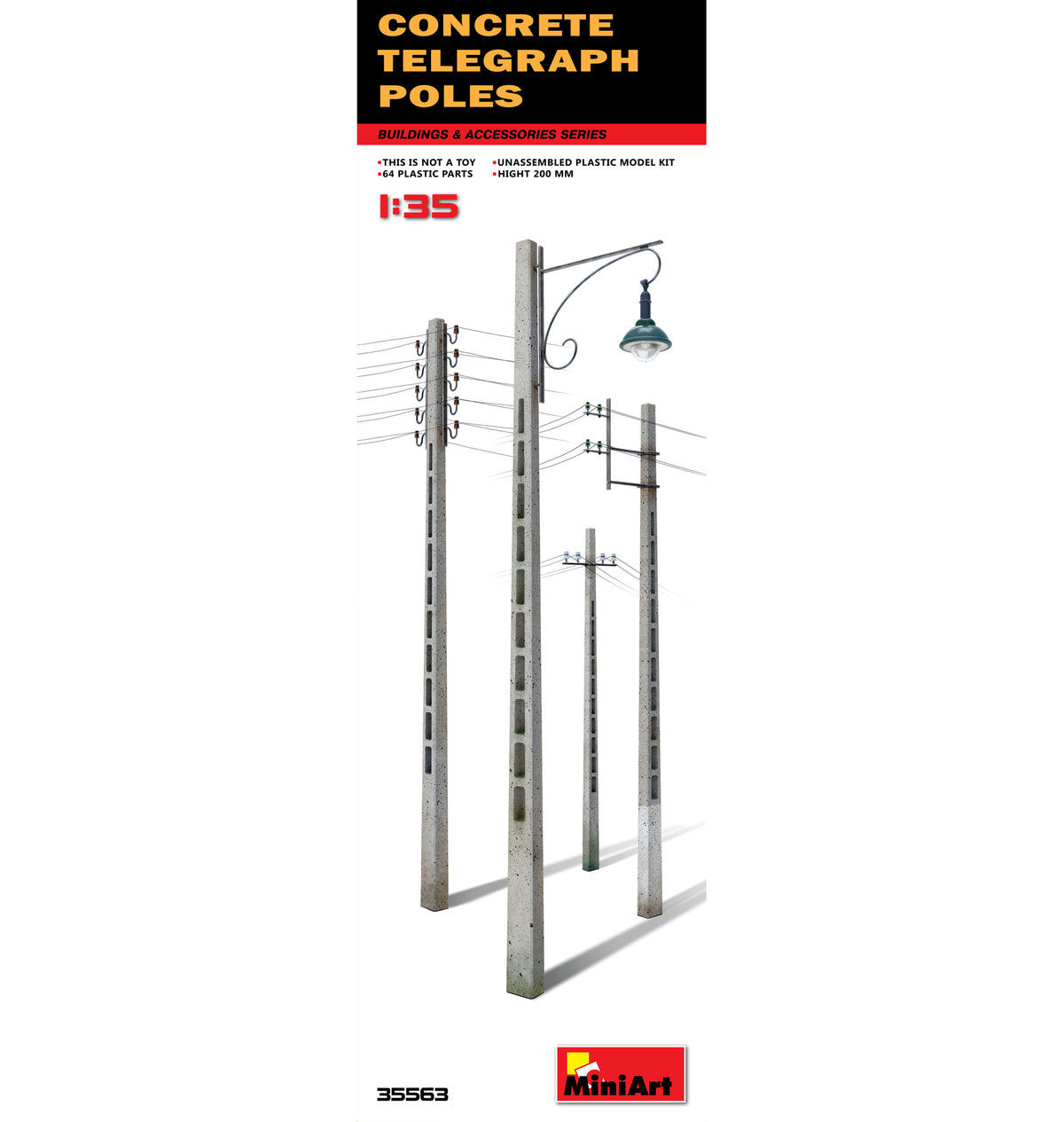 MiniArt 35563 1/35 Concrete Telegraph Poles Model Kit — White Rose Hobbies