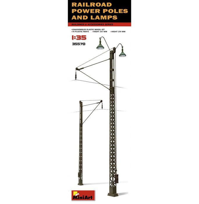 MiniArt 35570 1/35 Railroad Power Poles and Lamps Model Kit