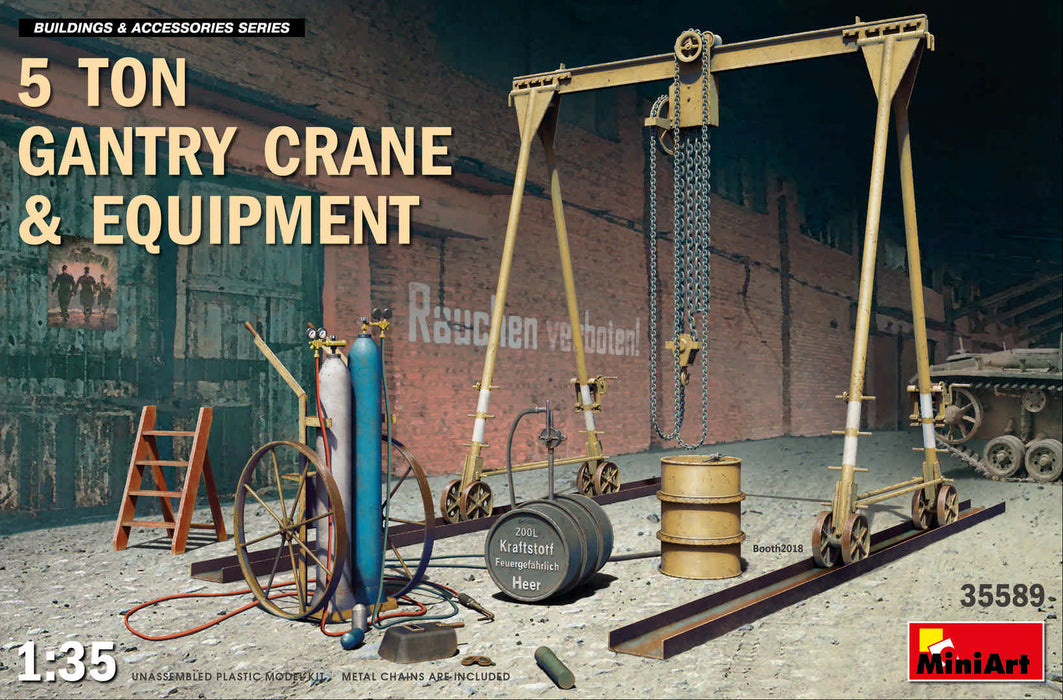 MiniArt 35589 1/35 5 Ton Gantry Crane & Equipment Model Kit