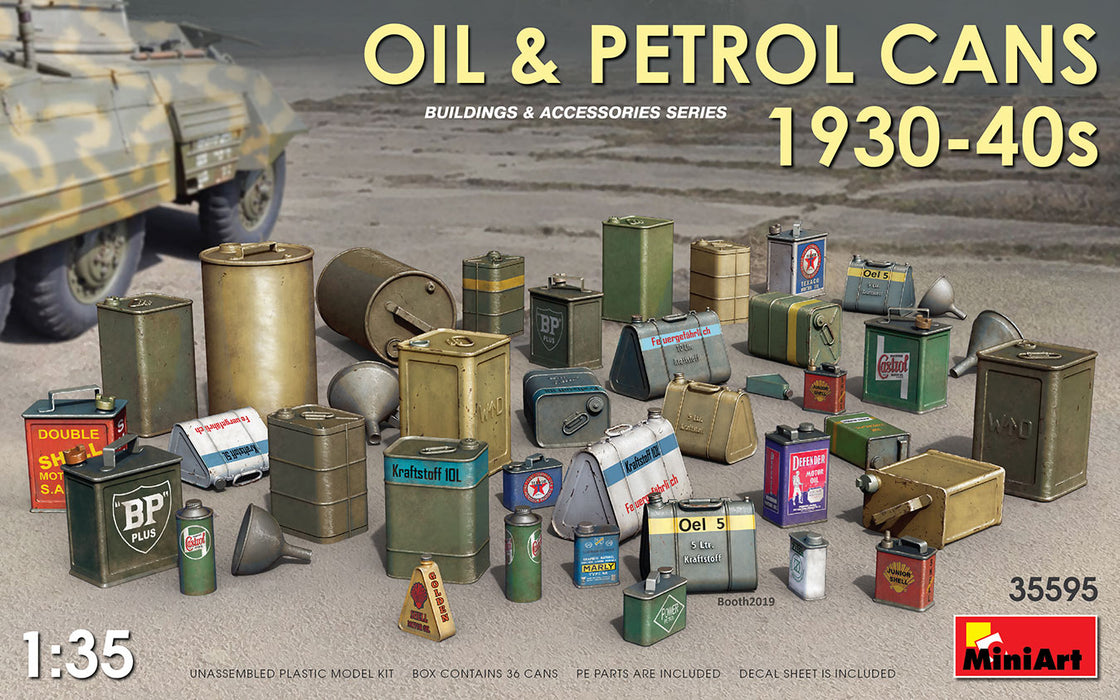 MiniArt 35595 1/35 Oil & Petrol Cans 1930-40's (36 cans) Model Kit