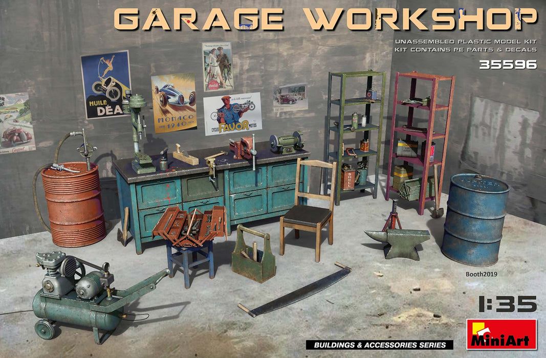 MiniArt 35596 1/35 Garage Workshop: Equipment & Tools Model Kit