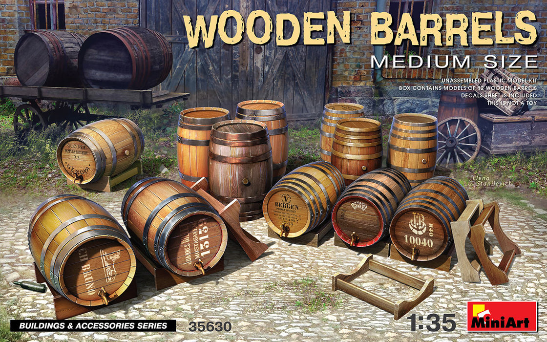 MiniArt 35630 1/35 Wooden Barrels Medium Size Model Kit