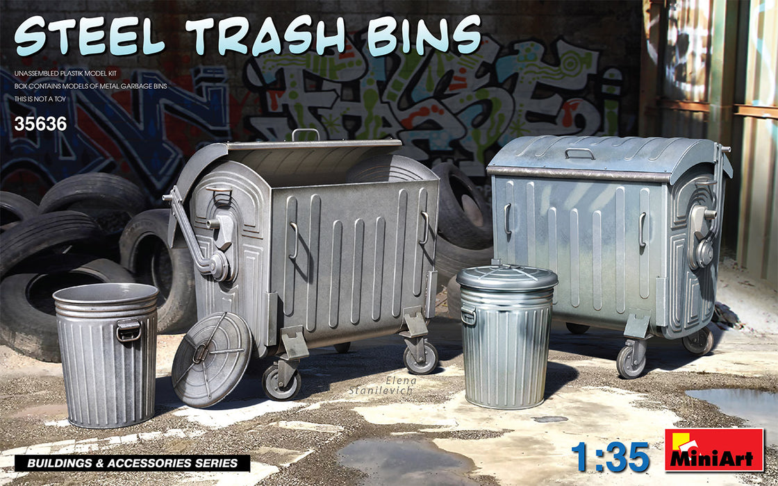 MiniArt 35636 1/35 Steel Trash Bins Model Kit