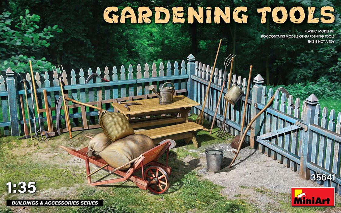 MiniArt 35641 1/35 Gardening Tools with Wheel Barrow Model Kit