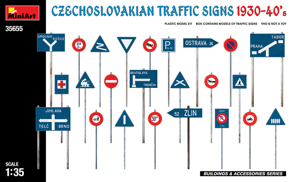 MiniArt 35655 1/35 Czech Traffic Signs 1930-40s Model Kit