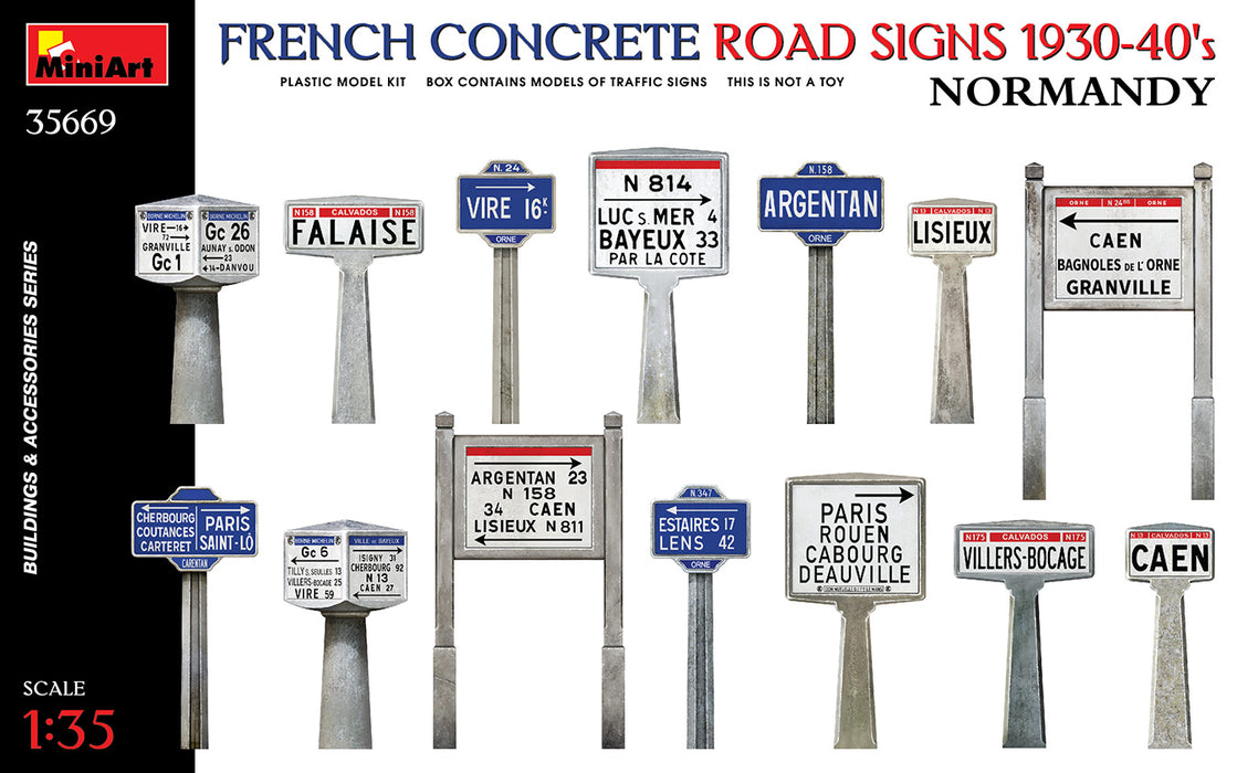 MiniArt 35669 1/35 French Concrete Road Signs 1930-40s Normandy Model Kit