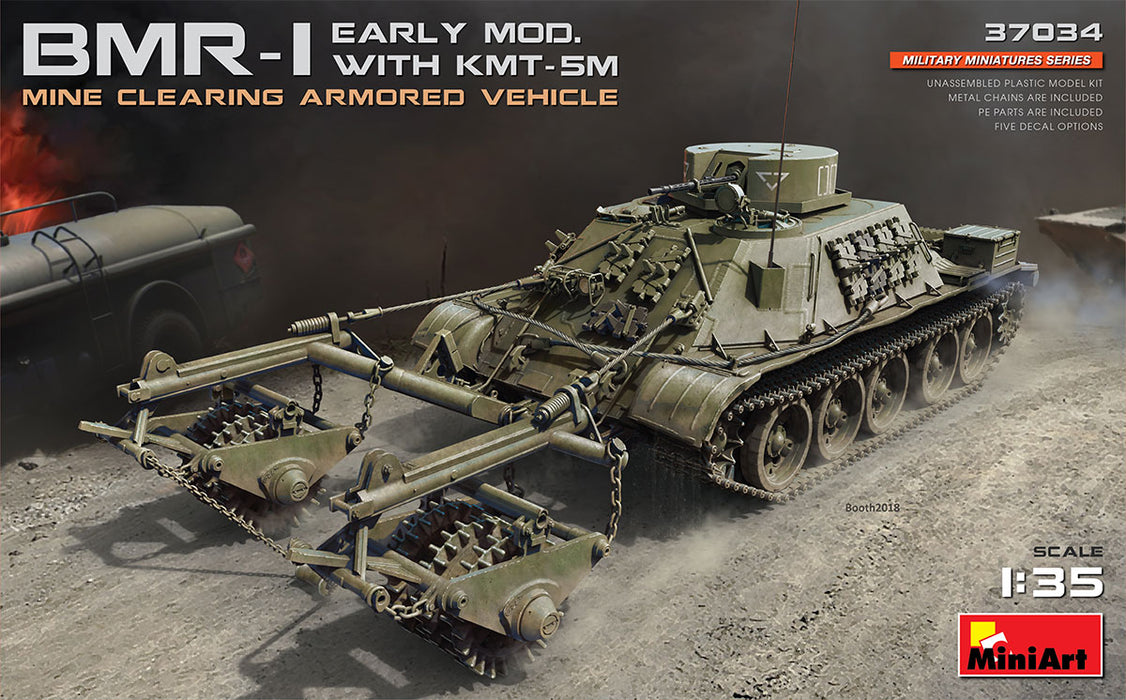 MiniArt 37034 1/35 BMR-1 Early Mod. with KMT-5M Mine Clearing Vehicle Model Kit
