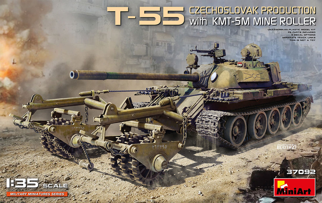 MiniArt 37092 1/35 T-55 Czechoslovak Production with KMT-5M Mine Roller Model Kit