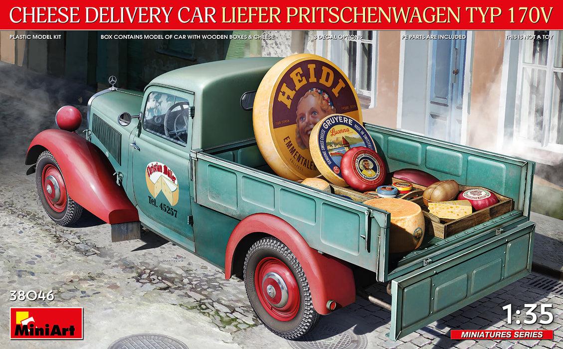 MiniArt 38046 1/35 Liefer Pritschenwagen Typ 170V Cheese Delivery Car Model Kit